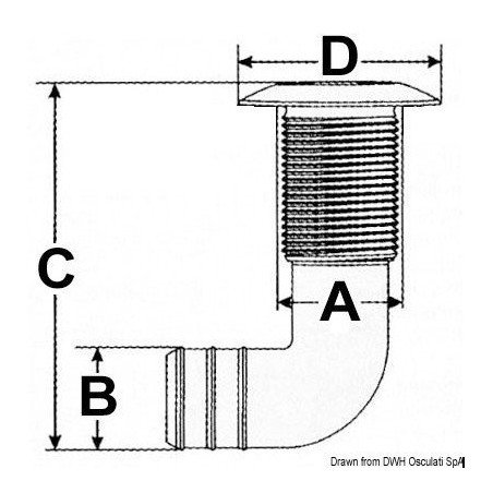 Passe-coque avec coude 90° 1"1/2