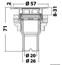 Evacuation pour cockpit au ras avec tête AISI 316