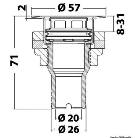 Evacuation pour cockpit au ras avec tête AISI 316