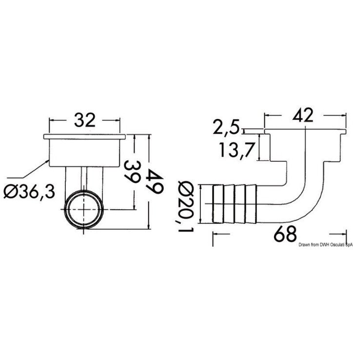 Evacuation pour cockpit AISI 316 42