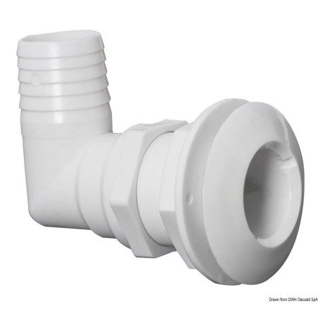 Passe-coque 90° plastique blanc 1"1/2 x 38 mm Osculati - Passe-coqu...