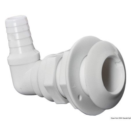 Passe-coque 90° plastique blanc 1" x 25 mm Osculati - Passe-coque à...