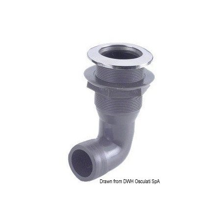 Passe-coque nylon 1" 25mm tête inox embout 90° Osculati - Passe-coq...