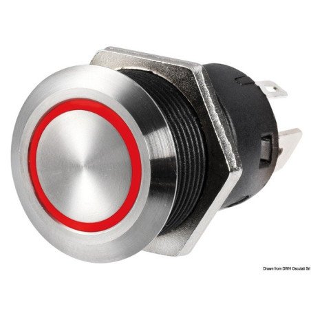 Interrupteur FLAT inox (ON)-OFF 24 V blanc