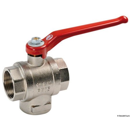 Vanne bille en laiton 3 voies 3/4" L Osculati - Vanne à bille en la...