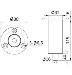 Base inox à encastrer pour 15.480.pour