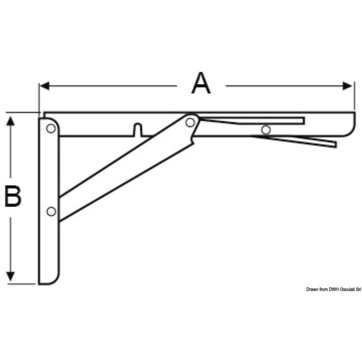 Bras pliant pour tables AISI 316 300x160 mm 250 kg