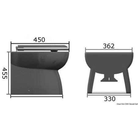 WC électrique caréné cuvette porcelaine haut 12 V
