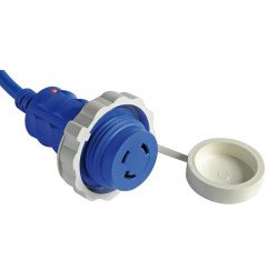 Fiche + Câble 15 m bleu 30 A avec led témoin intégré