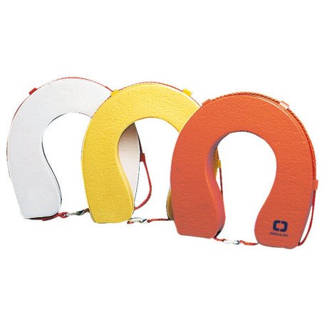 Bouée fer-à-cheval PVC orange version equipée Osculati - Bouée fer-...