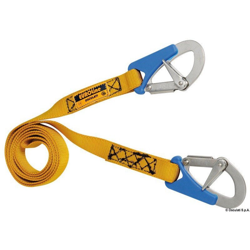 Ligne de vie Euro Lightline 2 m + 2 mousquetons Ouverture rapide Os...
