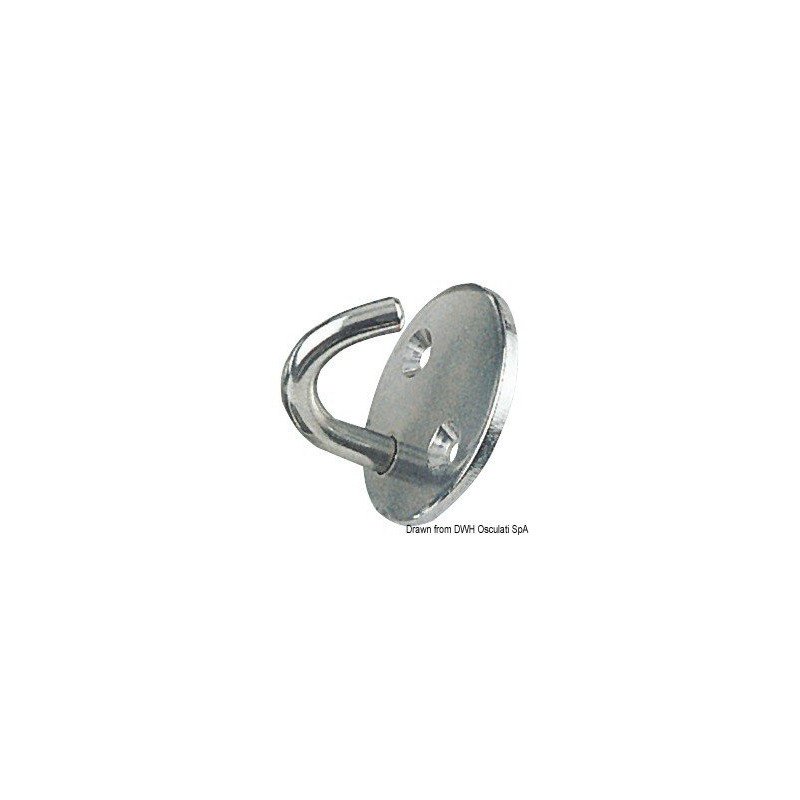 Crochet sur plaque tonde inox poli 5 mm Osculati - Crochet sur plaq...