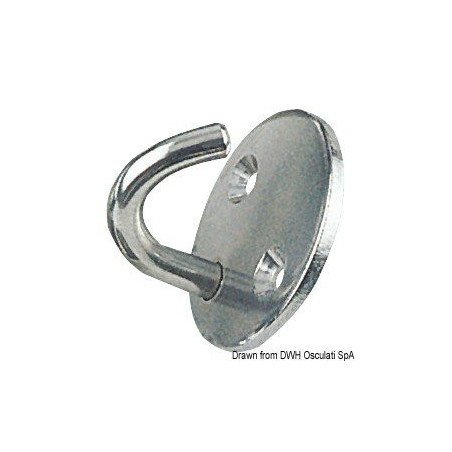 Crochet sur plaque tonde inox poli 5 mm Osculati - Crochet sur plaq...