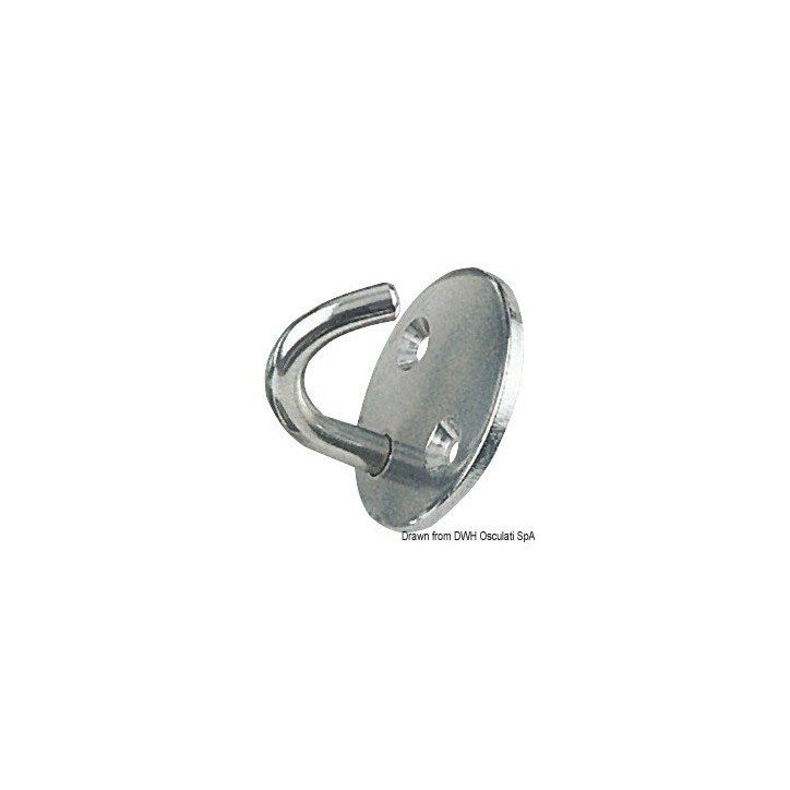 Crochet sur plaque ronde inox poli 5 mm