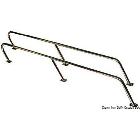 Mains-courantes latérales en inox, 140x21cm montants inclinés Oscul...
