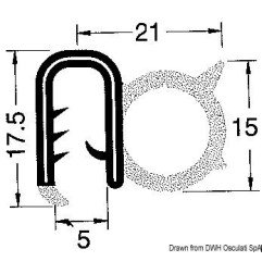 Profilé PVC armé p. entourer noir 4-5 mm 50 m Osculati - Profilés p...