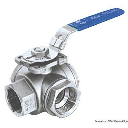 Vanne à bille 3 voies AISI 316 3/4" Osculati - Vannes à bille 3 voi...