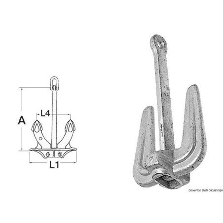 Ancre Hall 2,7 kg Osculati - Ancre Hall classique - discount-nautic...