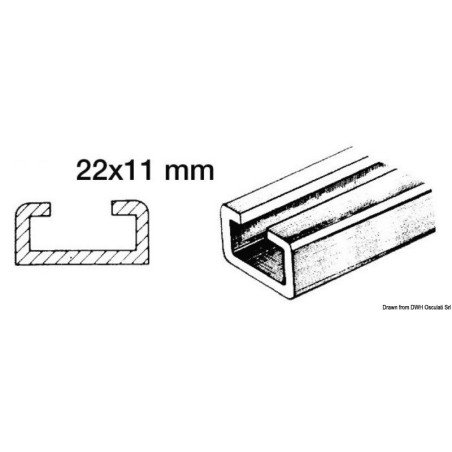 Rail aluminium + coulisse nylon 1 m 22x11 mm Osculati - Rails en al...