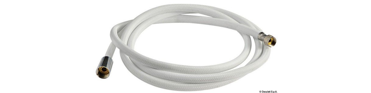 Tuyau douche en nylon armé blanc