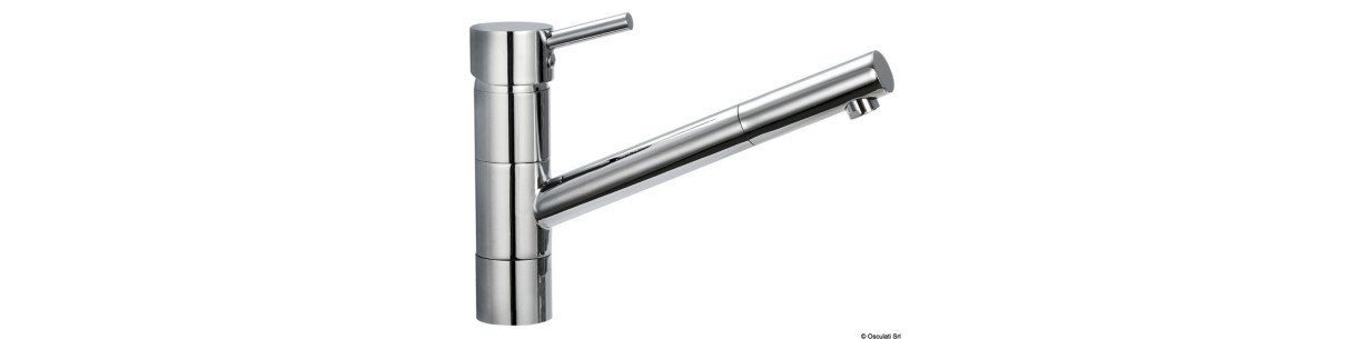 Mélangeur céramique pivotant Diana, jet orientable, col long pour éviers